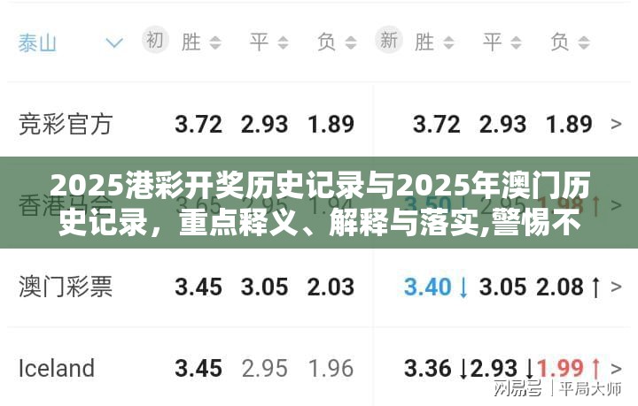 2025港彩开奖历史记录与2025年澳门历史记录，重点释义、解释与落实,警惕不实的钓鱼钩