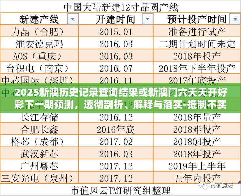 2025新澳历史记录查询结果或新澳门六天天开好彩下一期预测，透彻剖析、解释与落实-抵制不实的假包装