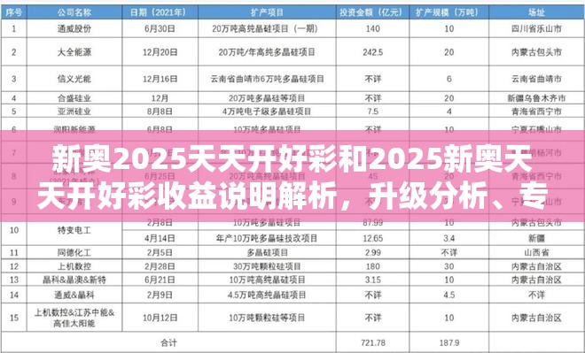 新奥2025天天开好彩和2025新奥天天开好彩收益说明解析，升级分析、专家解读解释与落实,谨防华而不实包装