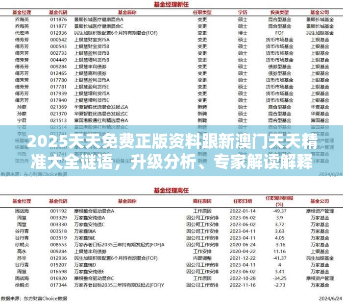2025天天免费正版资料跟新澳门天天精准大全谜语，升级分析、专家解读解释与落实,谨防华而不实包装