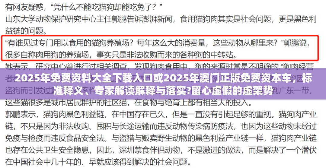 2025年免费资料大全下载入口或2025年澳门正版免费资本车，标准释义、专家解读解释与落实?留心虚假的虚架势